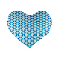 Fabric Geometric Aqua Crescents Standard 16  Premium Heart Shape Cushions by Celenk