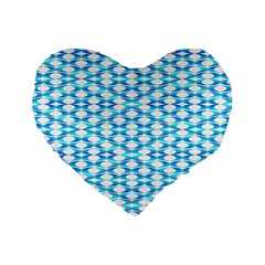 Fabric Geometric Aqua Crescents Standard 16  Premium Flano Heart Shape Cushions by Celenk