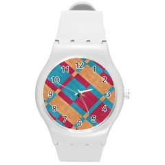 Fabric Textile Cloth Material Round Plastic Sport Watch (m) by Celenk