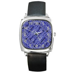 Texture Blue Neon Brick Diagonal Square Metal Watch by Celenk