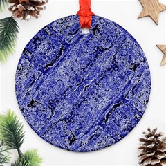 Texture Blue Neon Brick Diagonal Round Ornament (two Sides) by Celenk