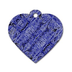 Texture Blue Neon Brick Diagonal Dog Tag Heart (two Sides) by Celenk