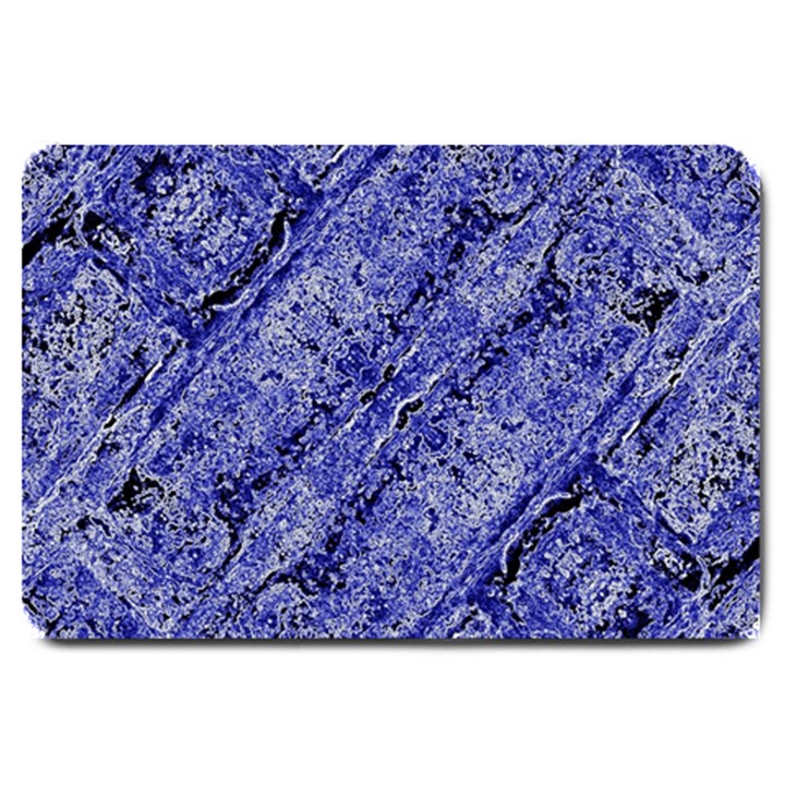 Texture Blue Neon Brick Diagonal Large Doormat 