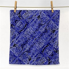 Texture Blue Neon Brick Diagonal Face Towel by Celenk