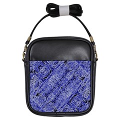 Texture Blue Neon Brick Diagonal Girls Sling Bags by Celenk