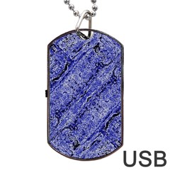 Texture Blue Neon Brick Diagonal Dog Tag Usb Flash (one Side) by Celenk