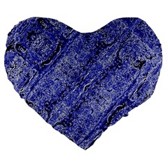 Texture Blue Neon Brick Diagonal Large 19  Premium Heart Shape Cushions by Celenk