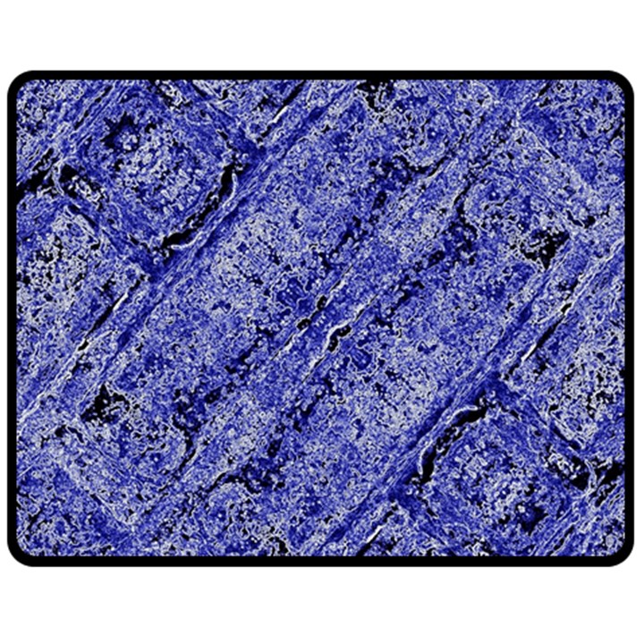 Texture Blue Neon Brick Diagonal Double Sided Fleece Blanket (Medium) 