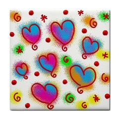 Love Hearts Shapes Doodle Art Tile Coasters