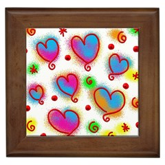 Love Hearts Shapes Doodle Art Framed Tiles