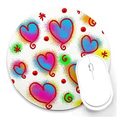 Love Hearts Shapes Doodle Art Round Mousepads