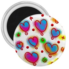 Love Hearts Shapes Doodle Art 3  Magnets