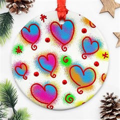 Love Hearts Shapes Doodle Art Ornament (Round)