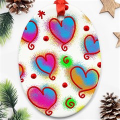 Love Hearts Shapes Doodle Art Ornament (Oval)