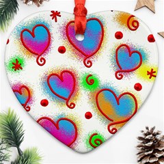 Love Hearts Shapes Doodle Art Ornament (Heart)