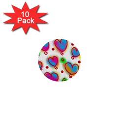 Love Hearts Shapes Doodle Art 1  Mini Buttons (10 pack) 