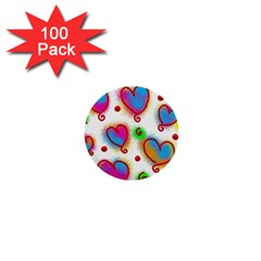 Love Hearts Shapes Doodle Art 1  Mini Buttons (100 pack) 