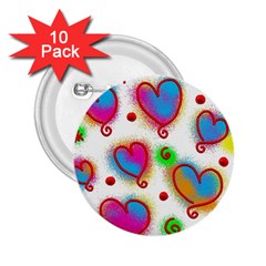 Love Hearts Shapes Doodle Art 2.25  Buttons (10 pack) 