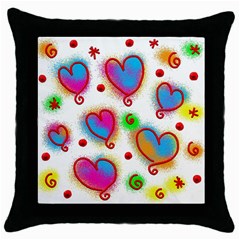 Love Hearts Shapes Doodle Art Throw Pillow Case (Black)