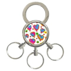 Love Hearts Shapes Doodle Art 3-Ring Key Chains