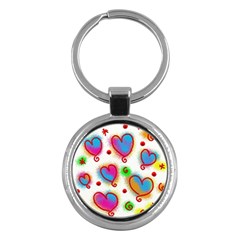 Love Hearts Shapes Doodle Art Key Chains (Round) 