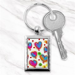 Love Hearts Shapes Doodle Art Key Chains (Rectangle) 