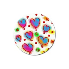 Love Hearts Shapes Doodle Art Magnet 3  (Round)