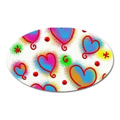 Love Hearts Shapes Doodle Art Oval Magnet