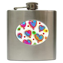 Love Hearts Shapes Doodle Art Hip Flask (6 oz)