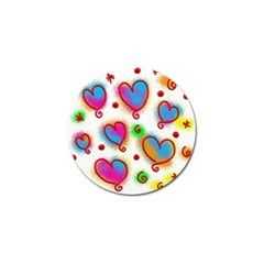 Love Hearts Shapes Doodle Art Golf Ball Marker (4 pack)