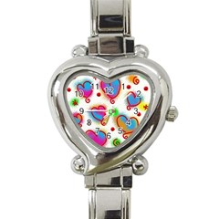 Love Hearts Shapes Doodle Art Heart Italian Charm Watch