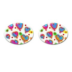 Love Hearts Shapes Doodle Art Cufflinks (oval) by Celenk