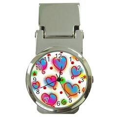 Love Hearts Shapes Doodle Art Money Clip Watches