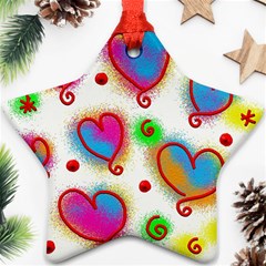 Love Hearts Shapes Doodle Art Star Ornament (Two Sides)