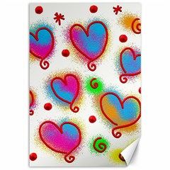 Love Hearts Shapes Doodle Art Canvas 12  x 18  