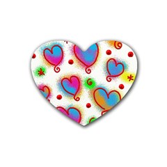 Love Hearts Shapes Doodle Art Rubber Coaster (Heart) 