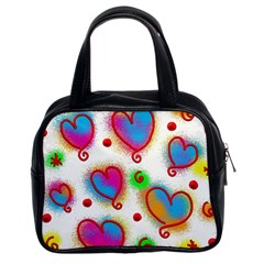 Love Hearts Shapes Doodle Art Classic Handbags (2 Sides)