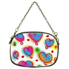 Love Hearts Shapes Doodle Art Chain Purses (Two Sides) 