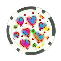 Love Hearts Shapes Doodle Art Poker Chip Card Guard (10 pack)