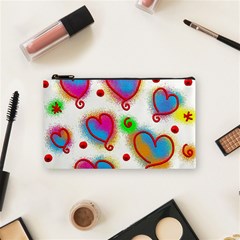 Love Hearts Shapes Doodle Art Cosmetic Bag (Small) 