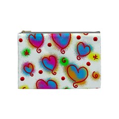 Love Hearts Shapes Doodle Art Cosmetic Bag (Medium) 