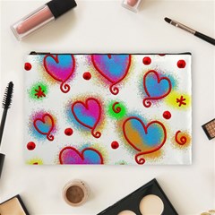 Love Hearts Shapes Doodle Art Cosmetic Bag (Large) 