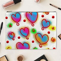 Love Hearts Shapes Doodle Art Cosmetic Bag (XL)