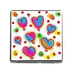 Love Hearts Shapes Doodle Art Memory Card Reader (Square)