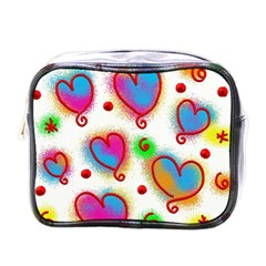 Love Hearts Shapes Doodle Art Mini Toiletries Bags