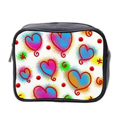 Love Hearts Shapes Doodle Art Mini Toiletries Bag 2-Side