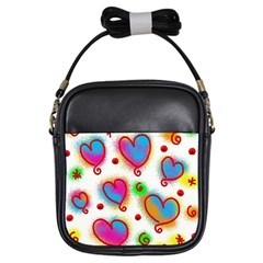 Love Hearts Shapes Doodle Art Girls Sling Bags