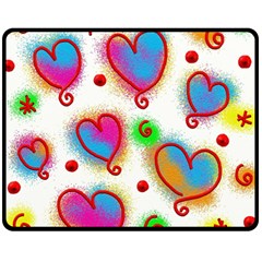 Love Hearts Shapes Doodle Art Fleece Blanket (medium)  by Celenk