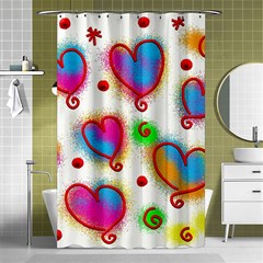 Love Hearts Shapes Doodle Art Shower Curtain 48  x 72  (Small) 