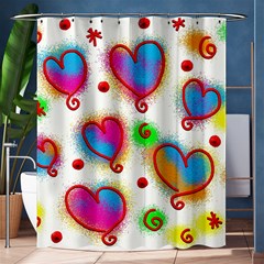 Love Hearts Shapes Doodle Art Shower Curtain 60  x 72  (Medium) 